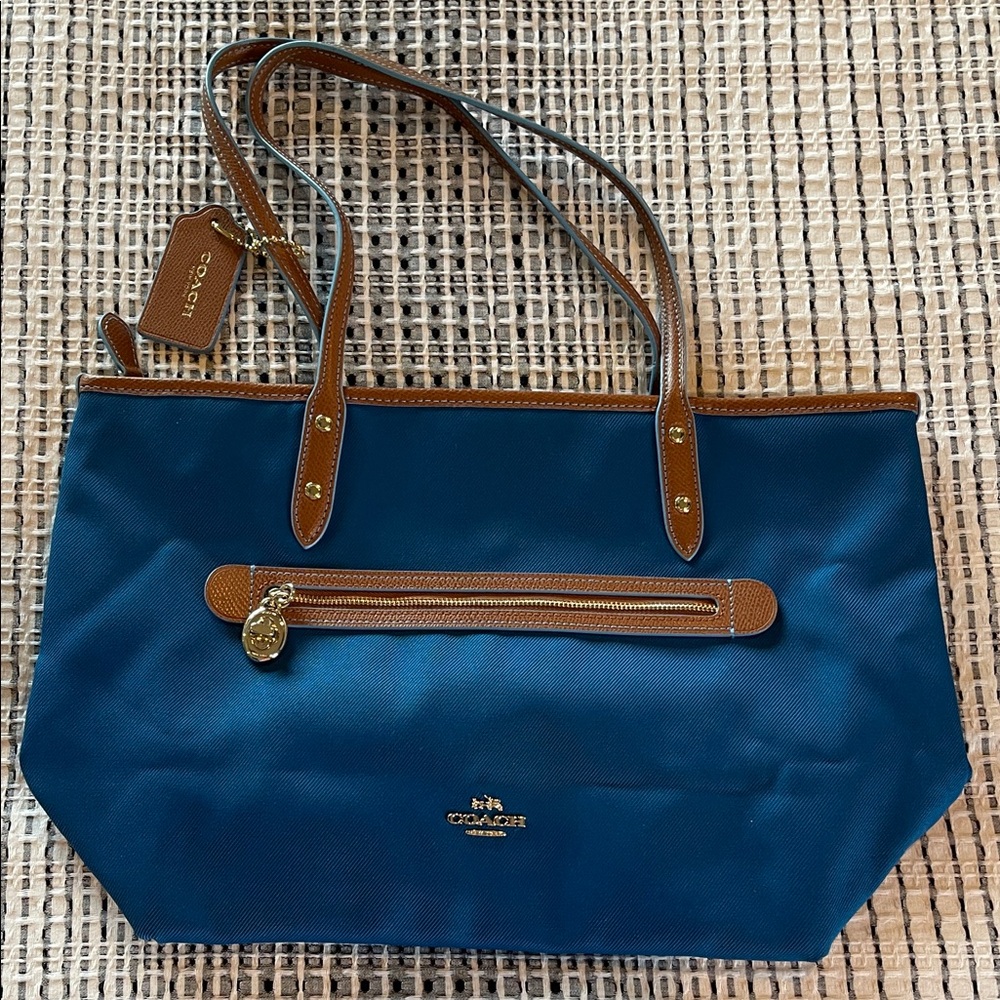 Coach Sawyer Blue and Brown Women's Tote Bag Purse